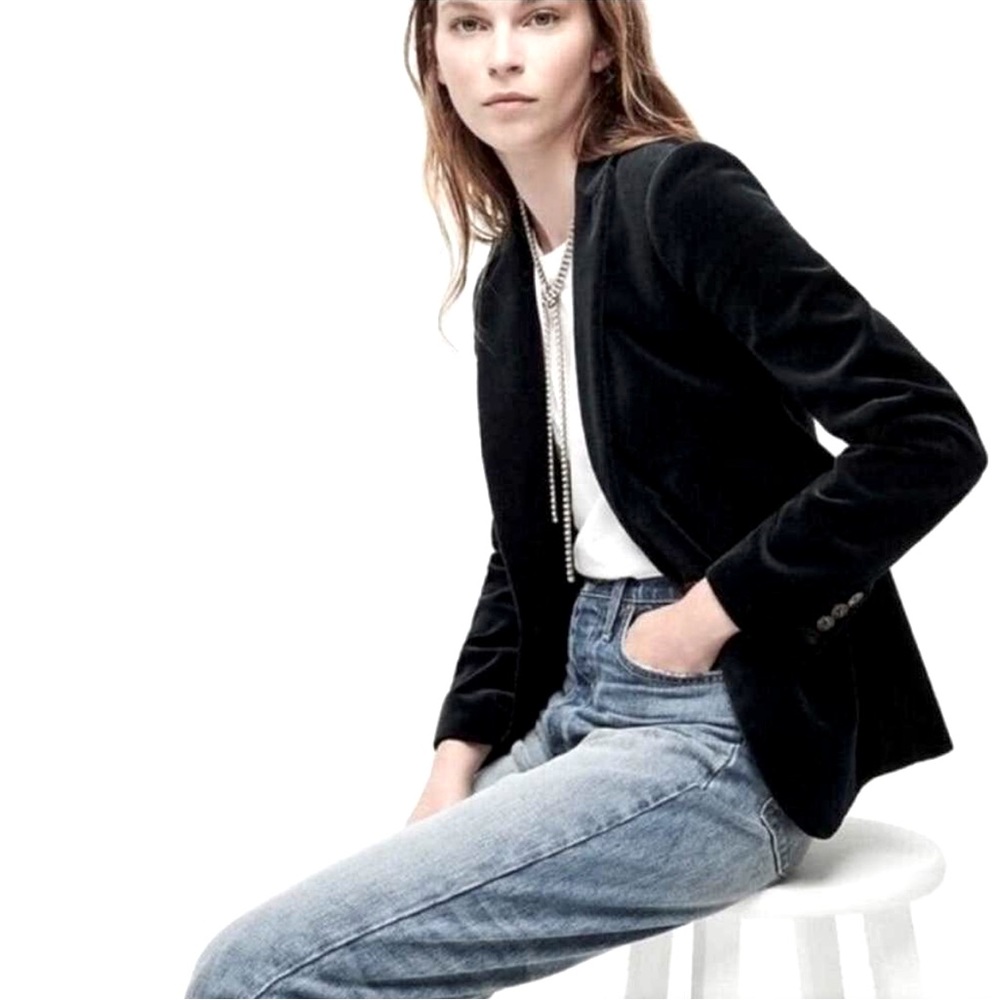 J Crew Parke Black Velvet Blazer